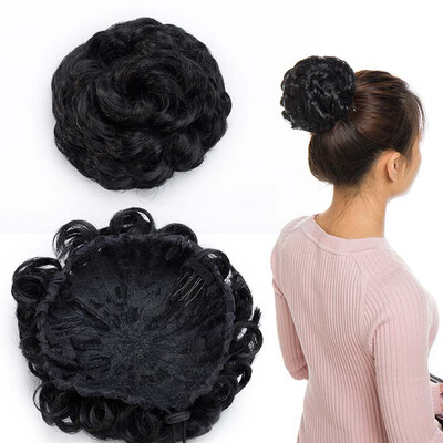 

Messy Hair Bun Chignons Synthetic Hair Extensions Wavy Updo Scrunchy Hairpieces