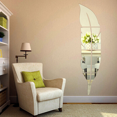 

〖Follure〗Removable Feather Mirror Wall Stickers Decal Art PVC Home Room Decoration DIY