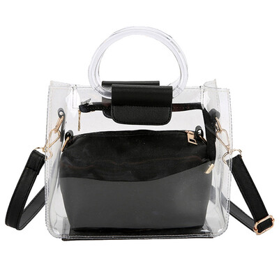 

Tailored Handbag 2PC Jelly Transparent Messenger Bag Woman 2019 New Portable Shoulder Bag