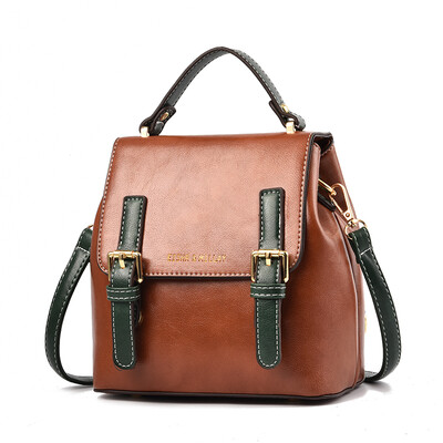 

Vintage backpack womens shoulders new England style soft leather fashionable PU womens school bag