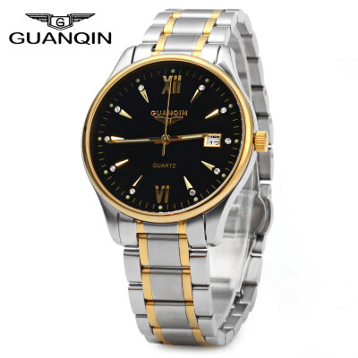 

GUANQIN Men Calendar Rhinestone Luminous Quartz Watch with 30M Water Resistant