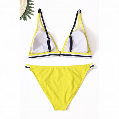 

Split Womens Swimwear sense three small chest gathered V-neck swimwear