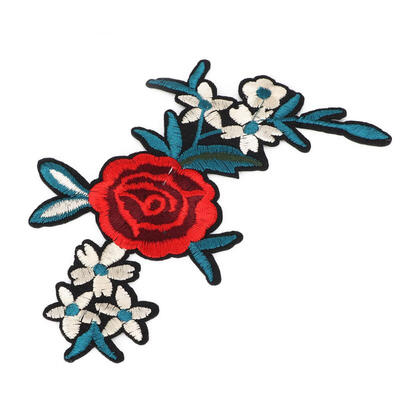 

Greensen Blue Leaf Rose Embroidered Patch DIY Decoration Clothing Iron Sew Sticker Craft Accessories