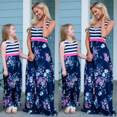 

Family Dress Mother&Daughter Matching Floral Womens Girls Long Maxi Dresses
