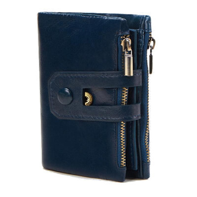 

Vintage Male Purse Coin Bag Short Money Bags Double Zipper Mens Wallet Leather Card Holder Wallets