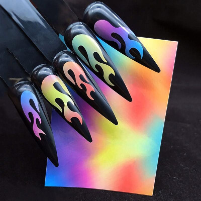 

Colorful Nail Sheet Blaze Shape Hollow Nail Art Transfer Decals Self-Adhesive Blaze Sticker