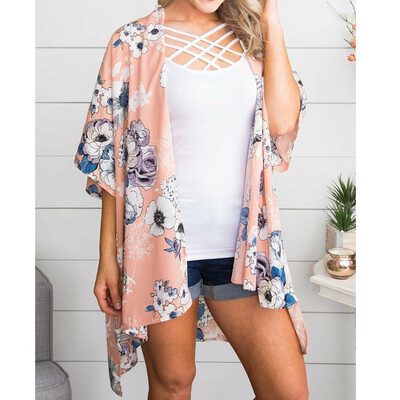 

Fashion Women Floral Loose Kimono Cardigan Boho Chiffon Coat Jacket Blouse