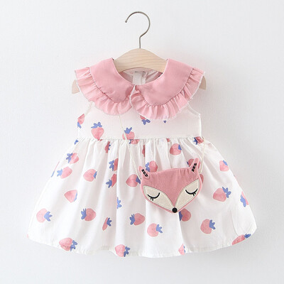 

Toddler Baby Kids Girls Ruffles Strawberry Print Dress Princess Dresses Bag
