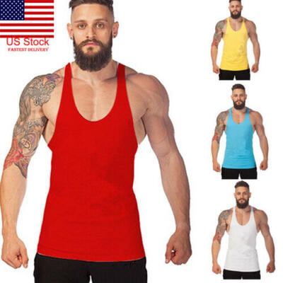 

US Men Gym Slim FIt Vest Bodybuilding Tank Muscle Clothing Stringer T-Shirt Tops