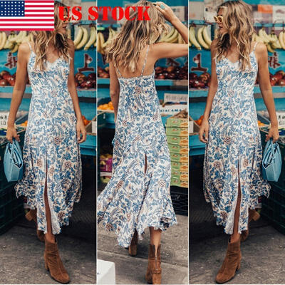 

Womens Summer Boho Long Maxi Dress Evening Cocktail Party Beach Dresses Sundress