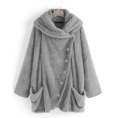 

Roseonmyhand Women Casual Solid Turtleneck Big Pockets Cloak Coats Vintage Oversize Coats