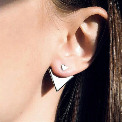 

E774 Korean Jewelry Zircon Heart Crystal Flower Stud Earrings For Women Fashion Double Sides Gold Silver Color Statement Jewelry