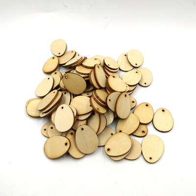 

Gobestart 100Pcs Wooden Easter Eggs Wood Craft For Easter Decorations Tag