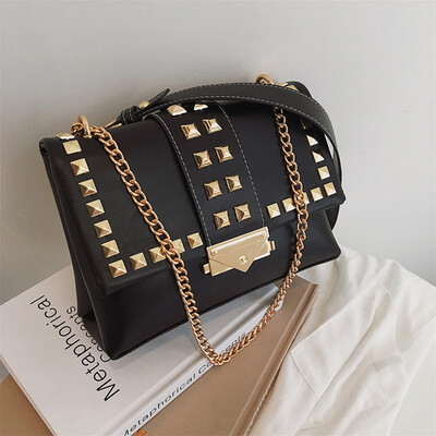 

Tailored Womens Fashion All-purpose Rivet Small Square Bag Single Shoulder Messenger Bag