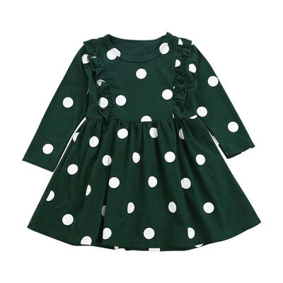 

Girl Polka Dot Print Long Sleeve High Waist Dress Kids Cute Fashion Clothes