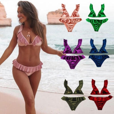 

Womens Ice Velvet Swimwear Bandage Push-Up Bikini Set Ladies Beachwear Nightwear