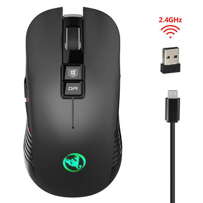 

HXSJ T30 Wireless Gaming Mouse 3600 DPI 7-Color Backlight Rechargeable Mice