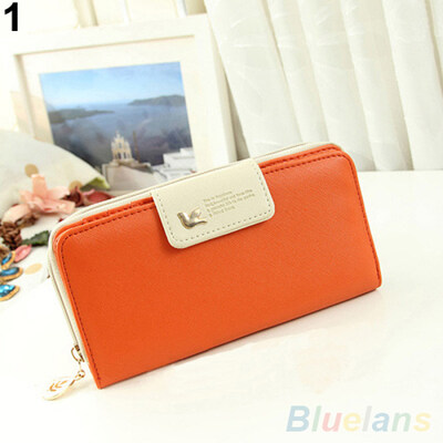 

Womens Zipper Faux Leather Card Phone Holder Clutch Wallet Long Purse Handbag