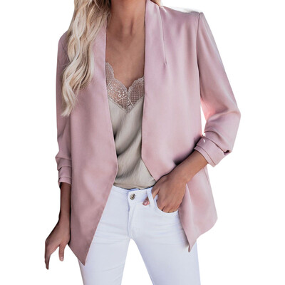 

Toponeto Women Plus Size Blazer Tops Long Sleeve Pockets Jacket Ladies Office Wear Coat