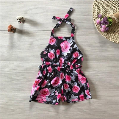 

Cute Toddler Baby Girls Clothes Floral Print Romper Jumpsuit Summer Cotton Outfits