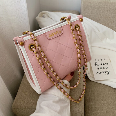 

New rhombic embroidered line small bag female 2019 new wave Korean version of the wild single shoulder slung fashion chain tote bag