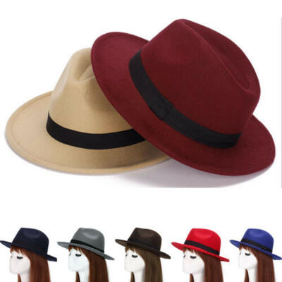 

Retro Style Men Women Wool Wide Brim Panama Jazz Hats Sombrero Cap Fedora Trilby