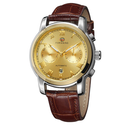 

FORSINING genuine leather waterproof week calendar mens automatic mechanical watch belt mens watch