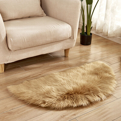 

Toponeto Wool Imitation Sheepskin Rugs Faux Fur Non Slip Bedroom Shaggy Carpet Mats