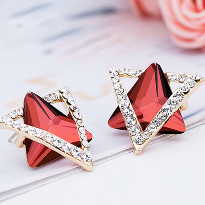 

Fashion crystal earrings 925 diamond earrings triangle wild earrings