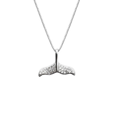 

925 Silver Fish Tail Pendant Necklace Women Girls Crystal Clavicle Neck Chain Choker Wedding Club Jewelry