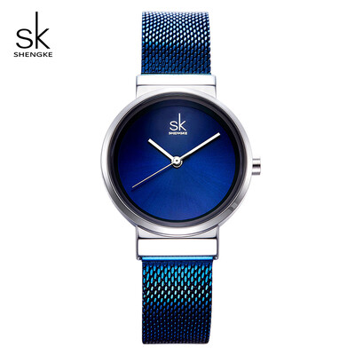 

Shengke Luxury Stainless Steel Blue Watch Women Fashion Quartz Watch For Reloj Mujer 2018 SK Ladies Watches Christmas Gift K0083
