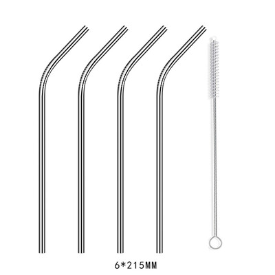 

4 Pcs Stainless Steel Drinking Reusable Straws Cleaner Brush Kit