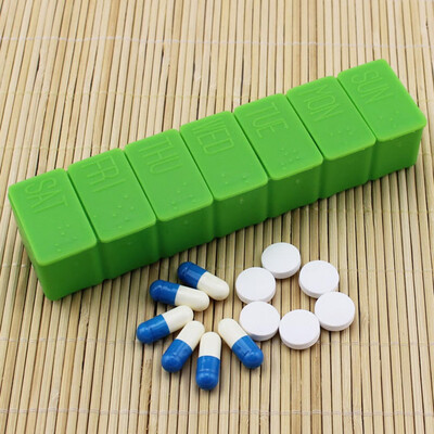 

Plastic Medicine Weekly 7 Days Storage Pill Bag Box Container Folder White