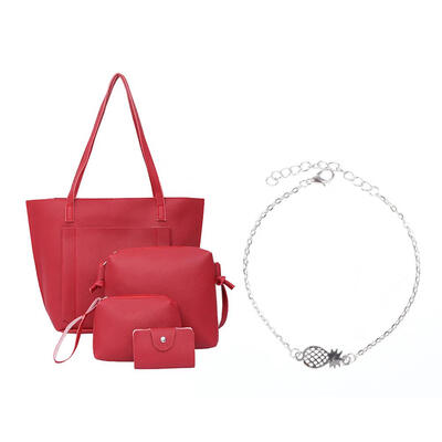 

4pcsset Shoulder Handbags Women Clutch RedPineapple Bracelet Jewelry