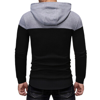 

Toponeto Men Autum Winter Long Sleeve Hooded Sweatshirt Patchwork Outwear Tops Blouse