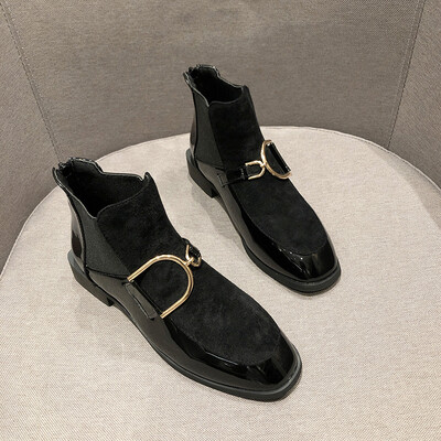 

Martin Boots Female Autumn Korean Edition Hundred Sets of Black Student Square Head Leisure Shoes Female Tide