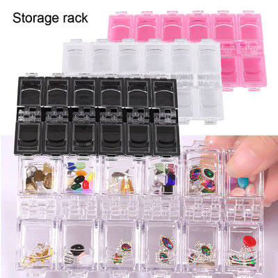 

1×12pcs Checks Empty Nail Art Decorations Storage Case Accessories Rhinestones Nail Jewelry Case