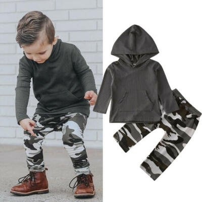 

AU Newborn Kids Baby Boys Hooded Tops Camo Trousers Pants Camouflage Clothes Set