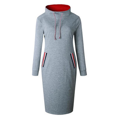

Warm Long Sweatshirt Slim Fit Pullover Tops High Neck Women Casual Dresses