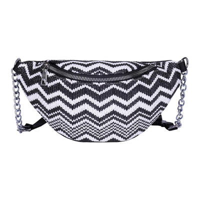 

Stripe Waist Fanny Pack Women Weave Summer Beach Shoulder Bag Phone Pouch