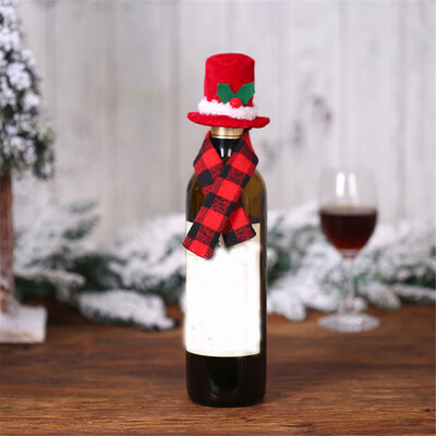 

〖Follure〗Christmas Creative Ornament Scarf Hat Two-piece Suit Red Wine Bottle Set