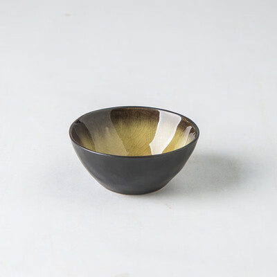 

YUAN CI SHI DAI Personality Tableware Solid Color Ceramic Household Bowl Crack Glaze Yellow 12240