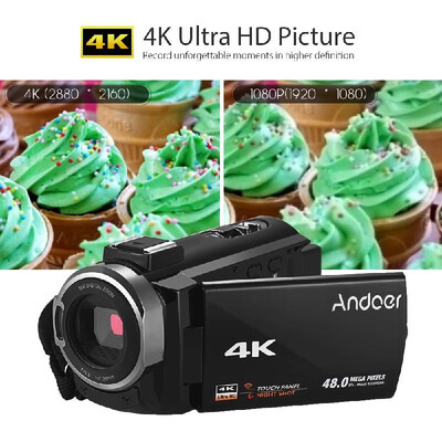 

Andoer 4K HD Digital Video Camera Camcorder DV 3 Inch TouchScreen WiFi IR Night Vision with 2pcs Batteries Stereo Condenser Micr