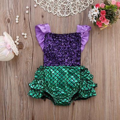 

New Infant Baby Girl Sequins Bodysuit Romper Jumpsuit Outfits Sunsuit One-pieces
