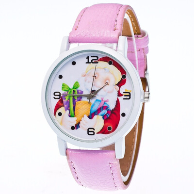 

Snowman Christmas Elderly Gift Unisex Watches Hot Design Leather Analog Quartz Watch Wristwatches Mens Watches Women Clock