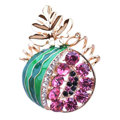 

Summer Cute Fruit Watermelon Brooch For Women Kids Boy Suit Accessories Crystal Gold Color Brooches Hijab Pins Jewelry