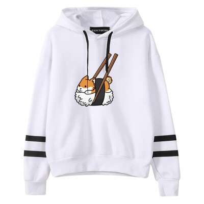 

Women Cute Sushi Shiba Inu Printed Hoodie Long Sleeve Shiba Inu Printing Hooded Sweatshirt Pullover