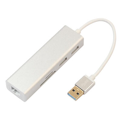 

Aluminum USB30 to RJ45 2-Port USB30 SD TF Card Reader Adapter Converter