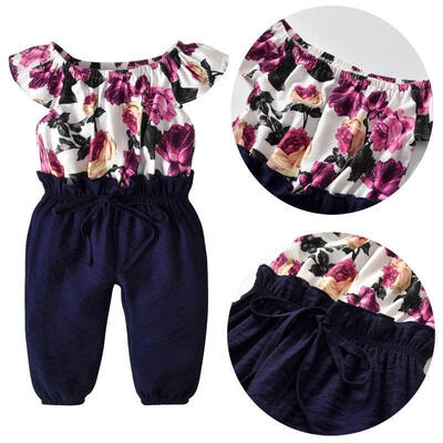

New Toddler Kids Baby Girl Toddler Floral Patchwork Romper Bodysuit Jumpsuit Outfit Overall