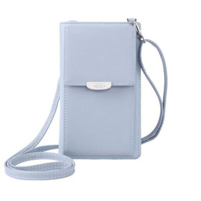 

Fashion Solid Color Faux Leather Phone Bag Small Shoulder Pouch Women Purse